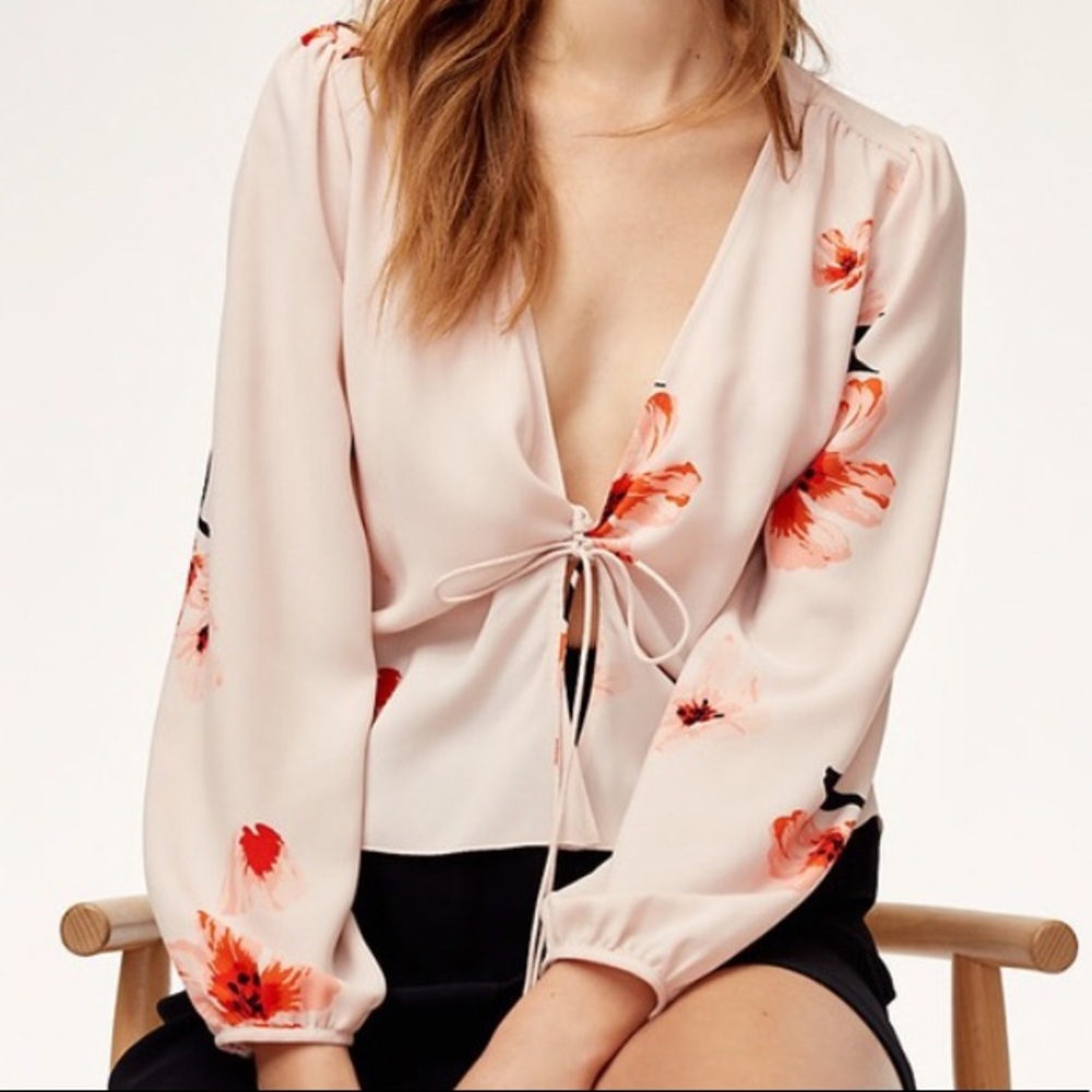 Wilfred Tia floral blouse with a front tie